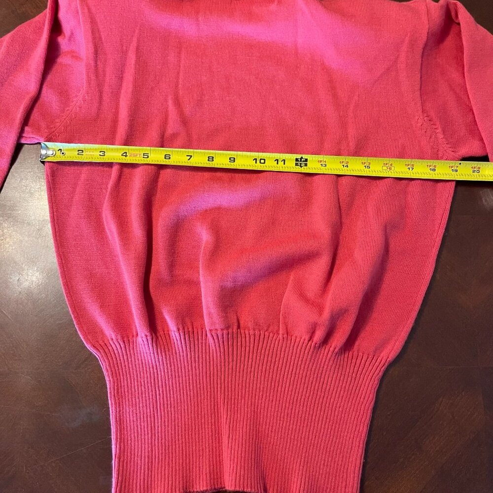 Vintage Coral Pink Turtleneck Sweater Small Outlander Wool Ribbed Hem‎ & Cuffs - Picture 7 of 8
